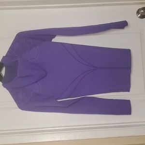 ATHLETA women's hoodie quarter zip up jacket size‎ Large purple thumbholes